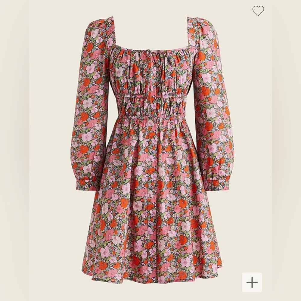 J. Crew Long Sleeve Floral Dress in Pink and Orange